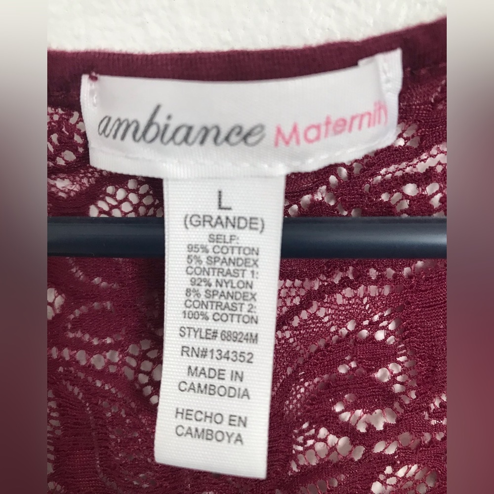 Maroon long Sleeve Ambiance Maternity shirt (large) - Picture 6 of 6